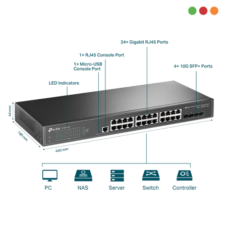 Switch 24p Rackeable Tp-link Tl-sg3428x Gbit l2+ 4 Sfp 10gbp