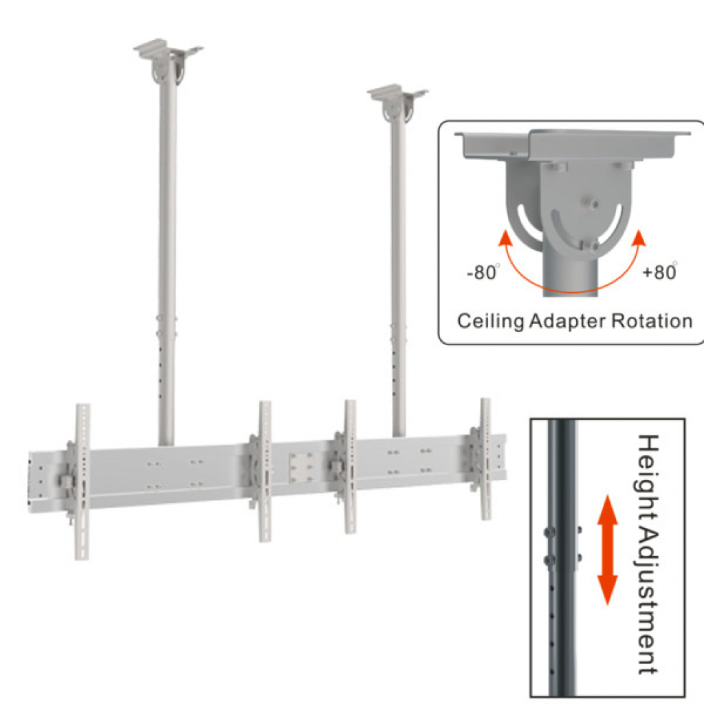 SOPORTE DE TECHO C/2 BRAZOS 2 TV 30 A 60 800X400 40 KG