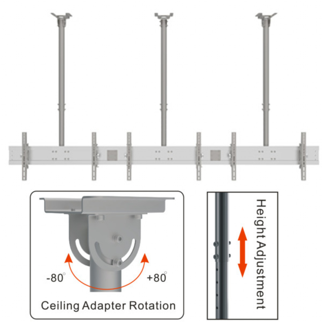SOPORTE DE TECHO C/2 BRAZOS 3 TV 30 A 60 800X400 120 KG