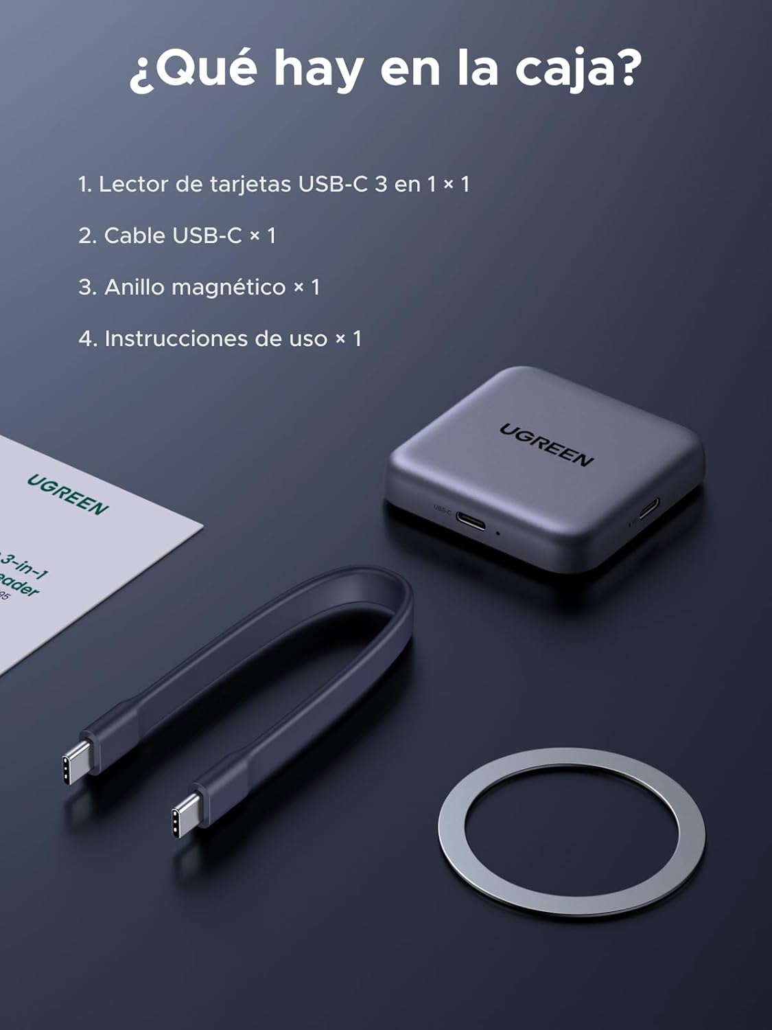Lector Magnetico Ugreen CM898 USB-C SD UHS-II 100W