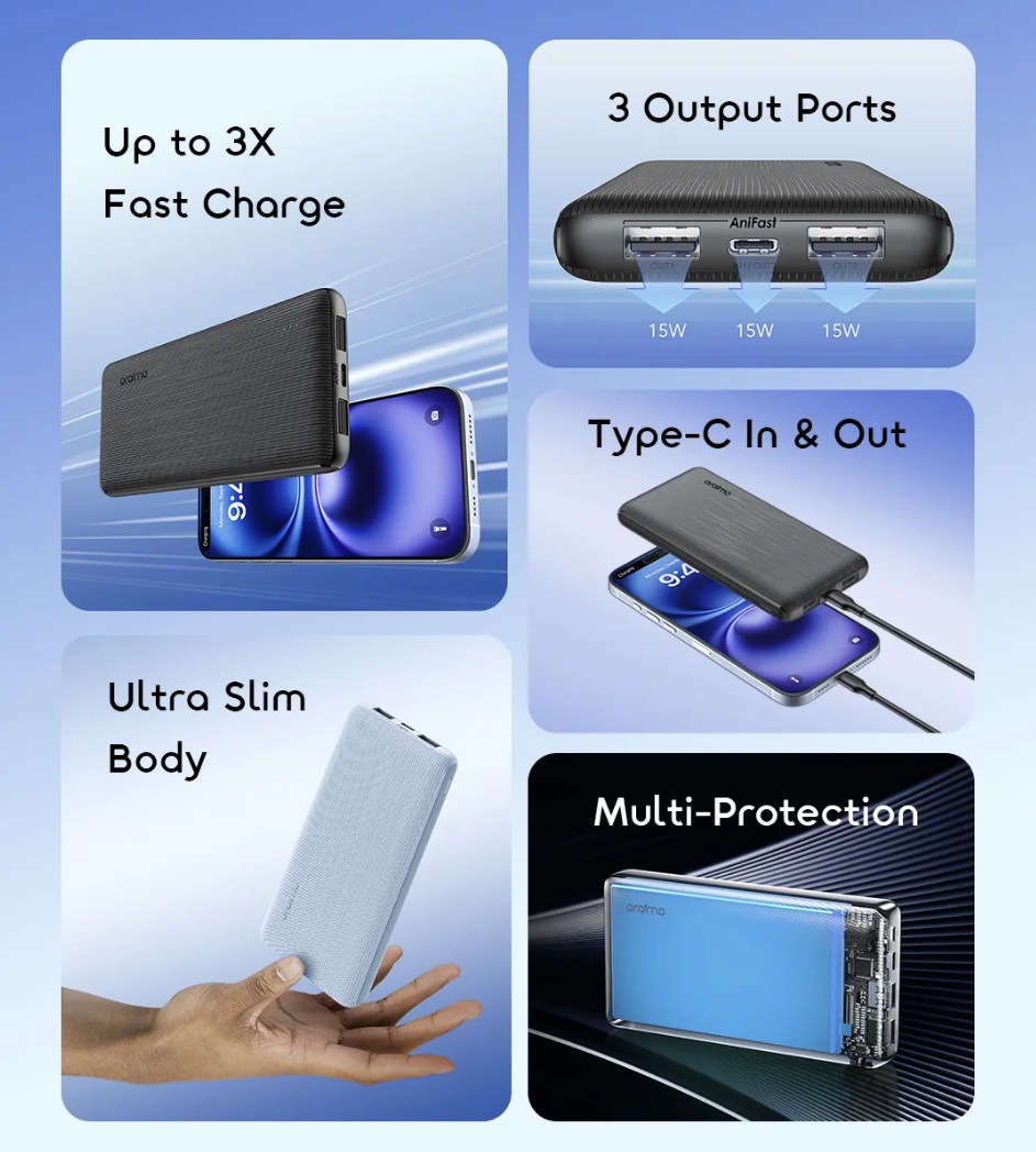 Powerbank Oraimo PowerFlow B11 10000mAh 15W USB-C Celeste