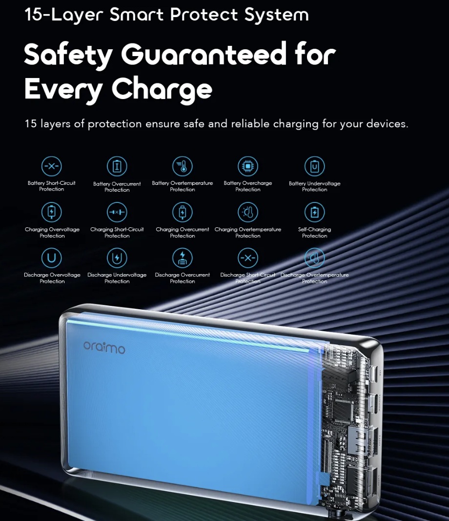 Powerbank Oraimo PowerFlow B11 10000mAh 15W USB-C Celeste