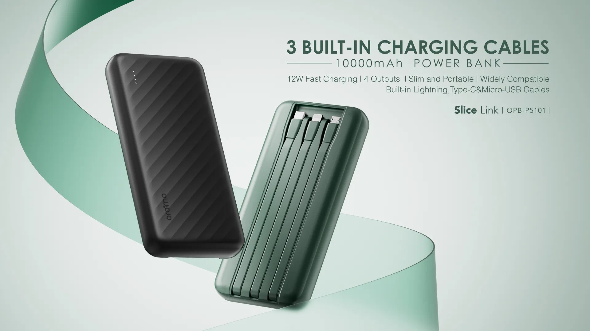 Powerbank Oraimo Slice Link 10000mAh 12W con Cables