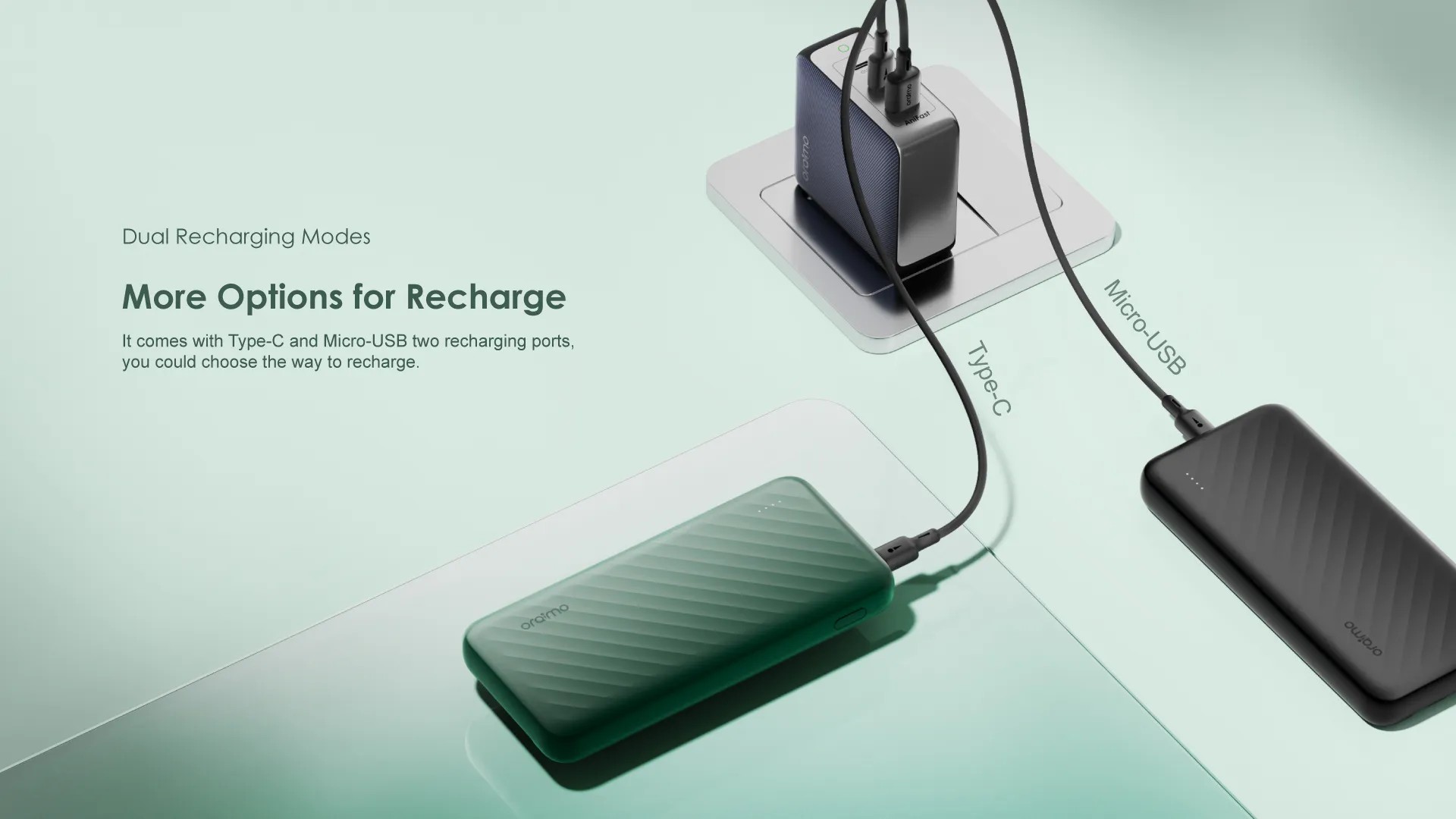 Powerbank Oraimo Slice Link 10000mAh 12W con Cables