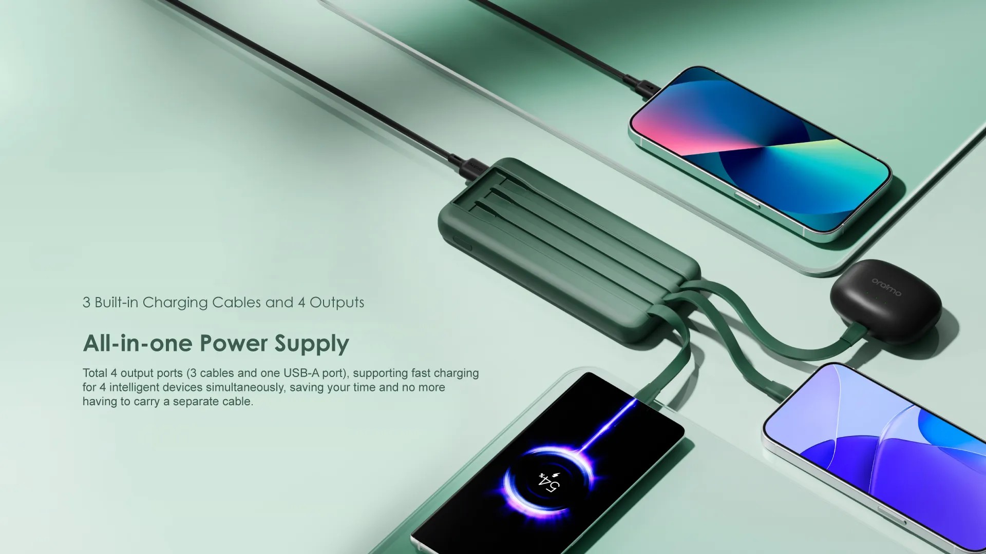 Powerbank Oraimo Slice Link 10000mAh 12W con Cables