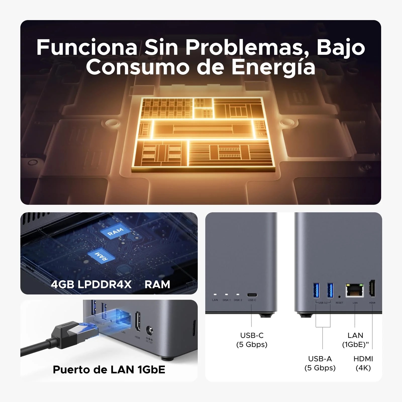 NAS UGREEN DH2300 2 Bahías 4GB RAM NFC HDMI 2.5G