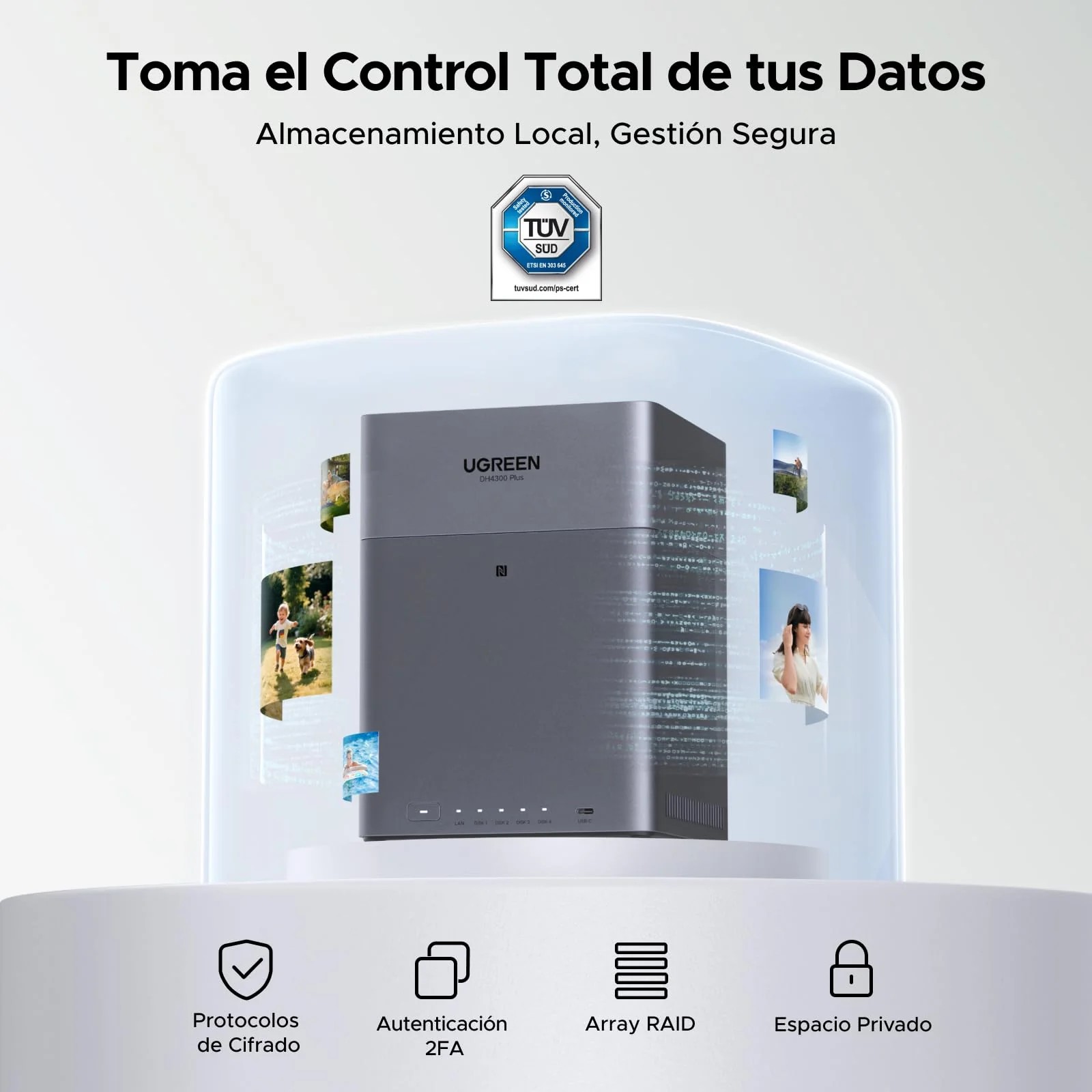 NAS UGREEN DH4300 Plus 4 Bahias 120TB 2.5GbE