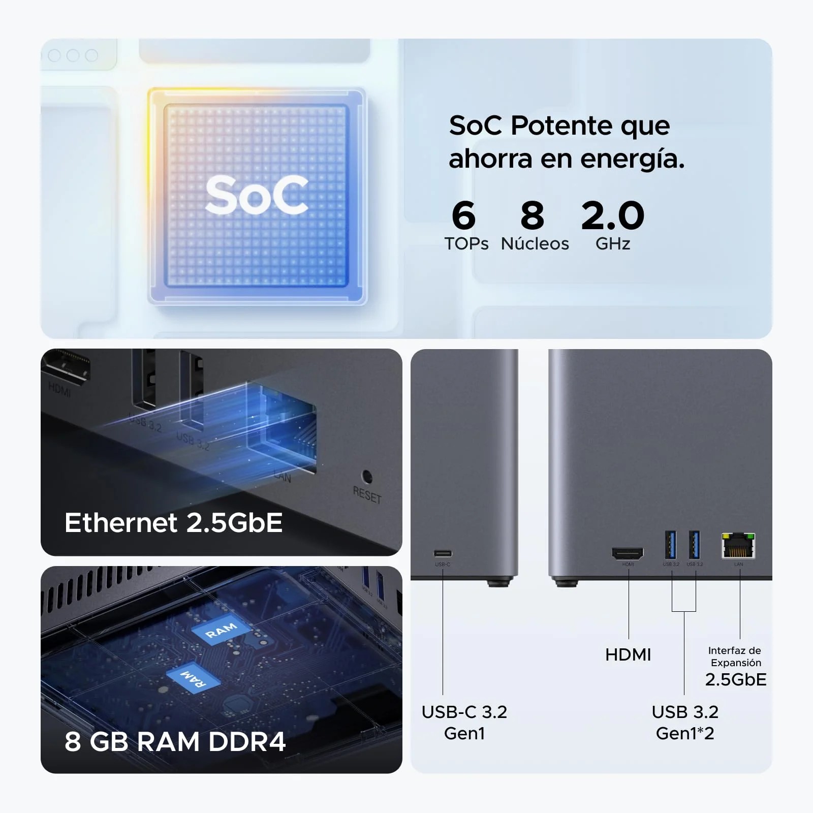 NAS UGREEN DH4300 Plus 4 Bahias 120TB 2.5GbE
