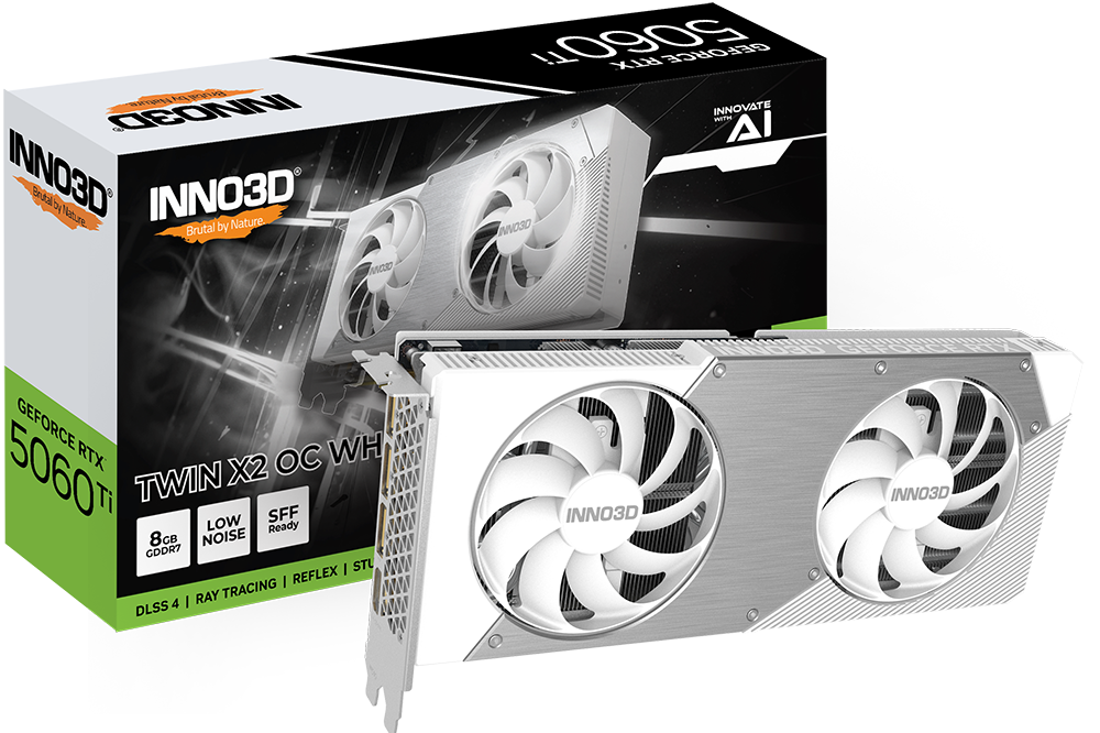 Tarjeta Grafica INNO3D GeForceRTX 5060Ti 8GB TWIN X2OC WHITE