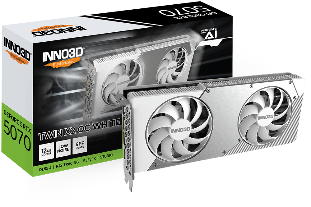 Tarjeta Grafica NNO3D GeForce RTX 5070 TWIN X2 OC WHITE 12GB