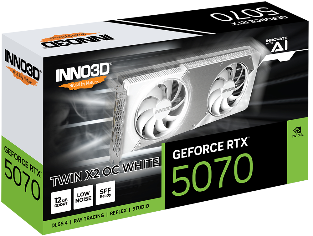 Tarjeta Grafica NNO3D GeForce RTX 5070 TWIN X2 OC WHITE 12GB