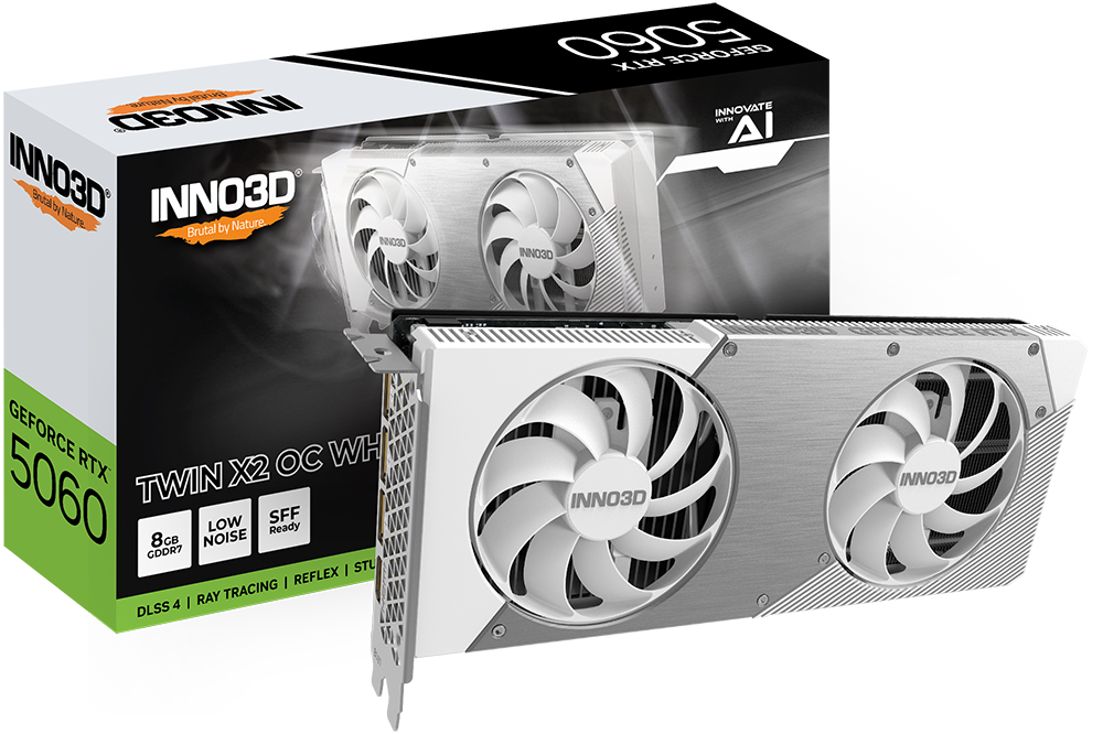Tarjeta Grafica NNO3D GeForce RTX 5060 TWIN X2 OC WHITE 8GB