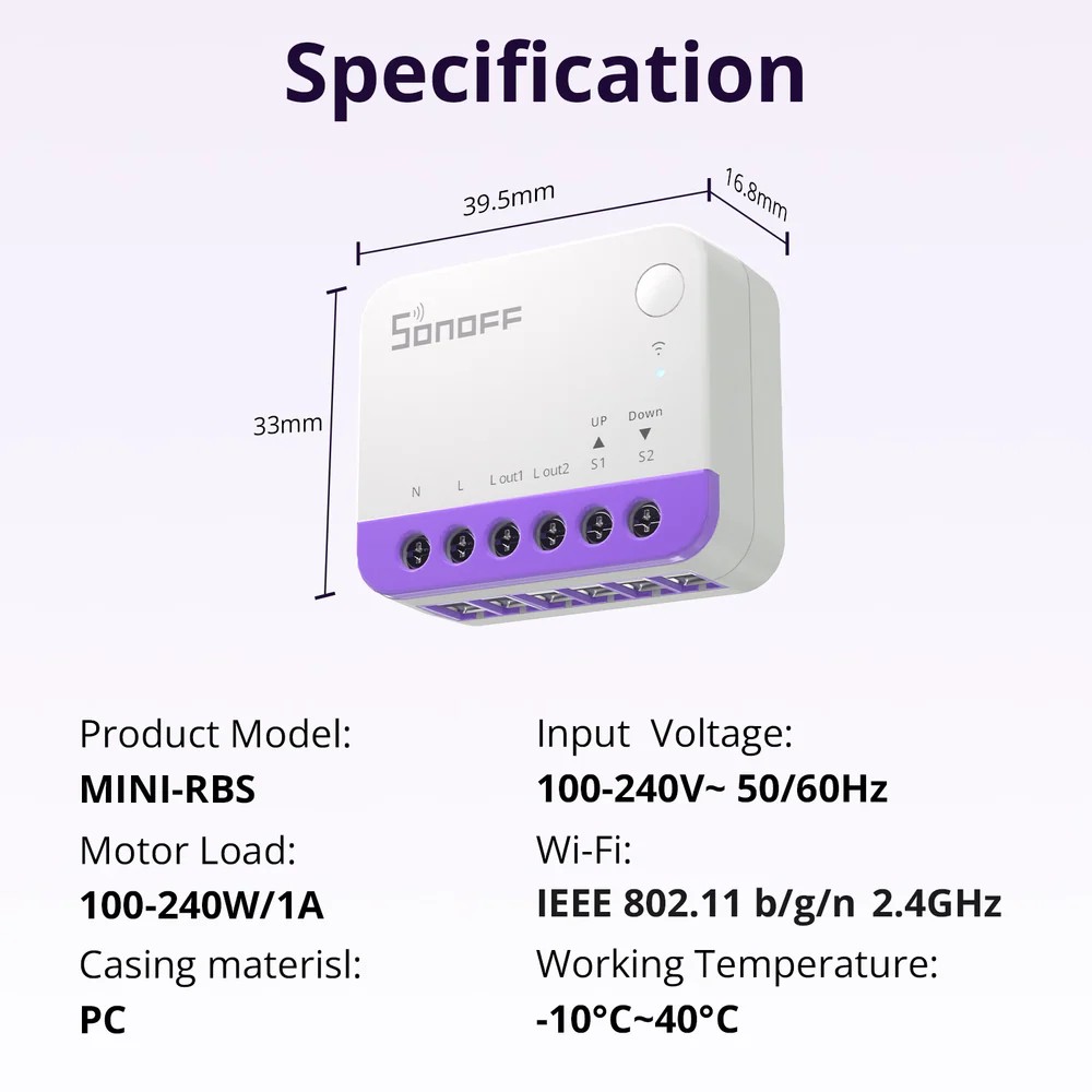 Switch Cortinas Sonoff MINI-RBS Wifi Matter Alexa