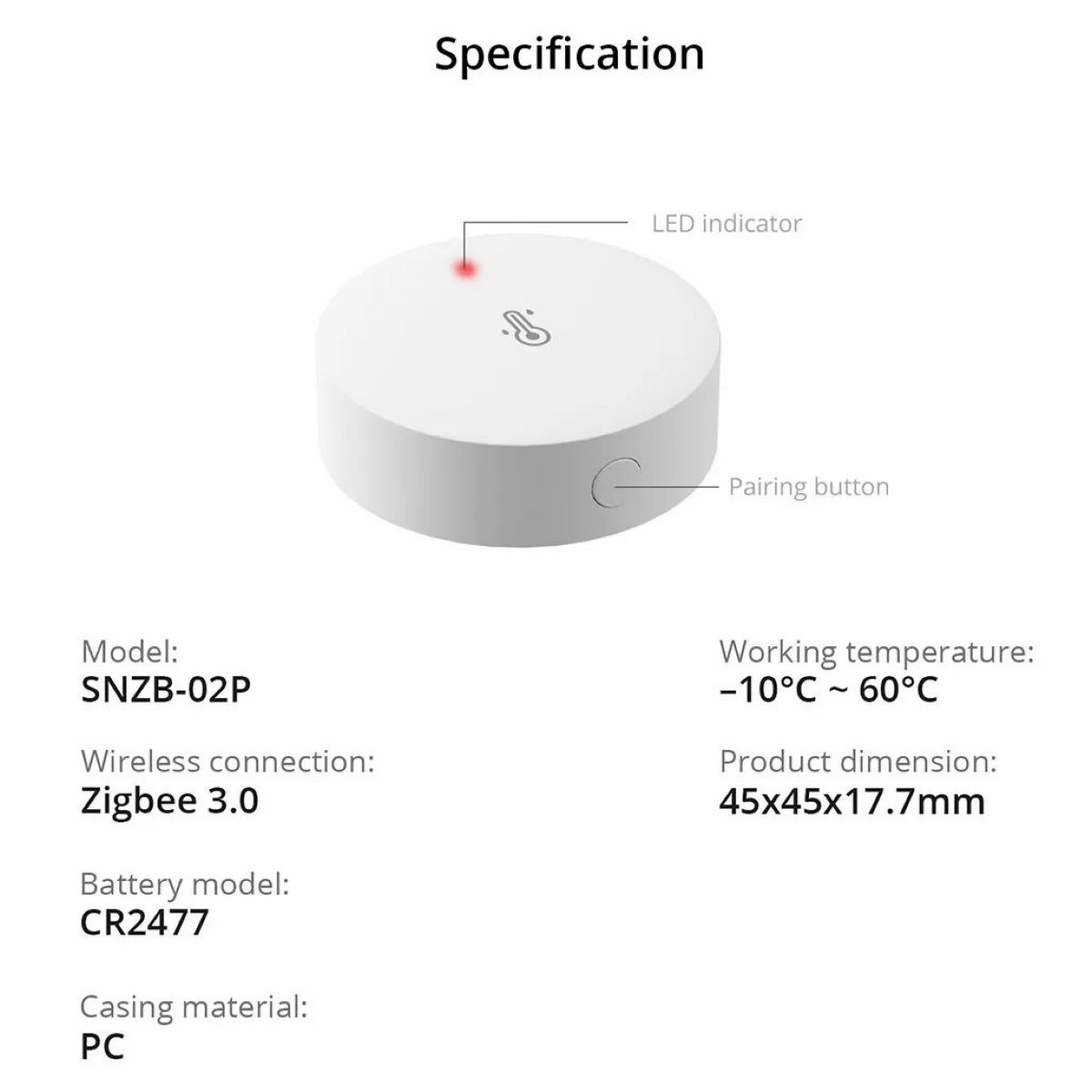 Sensor Sonoff Snzb-02p Zigbee Temperatura Humedad