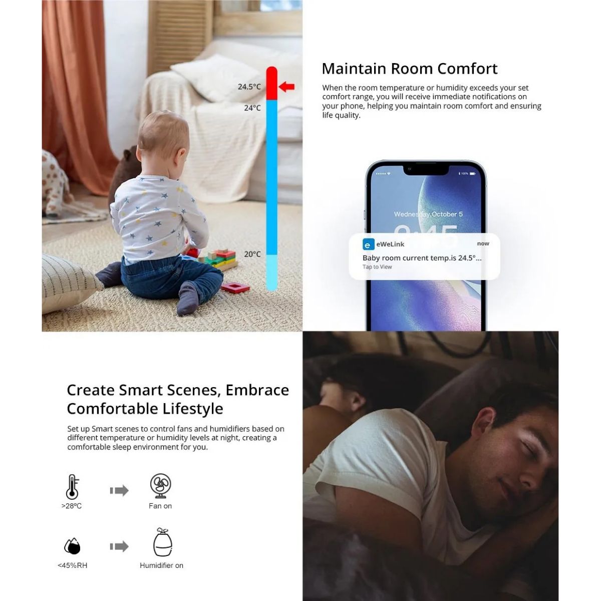 Sensor Sonoff Snzb-02p Zigbee Temperatura Humedad