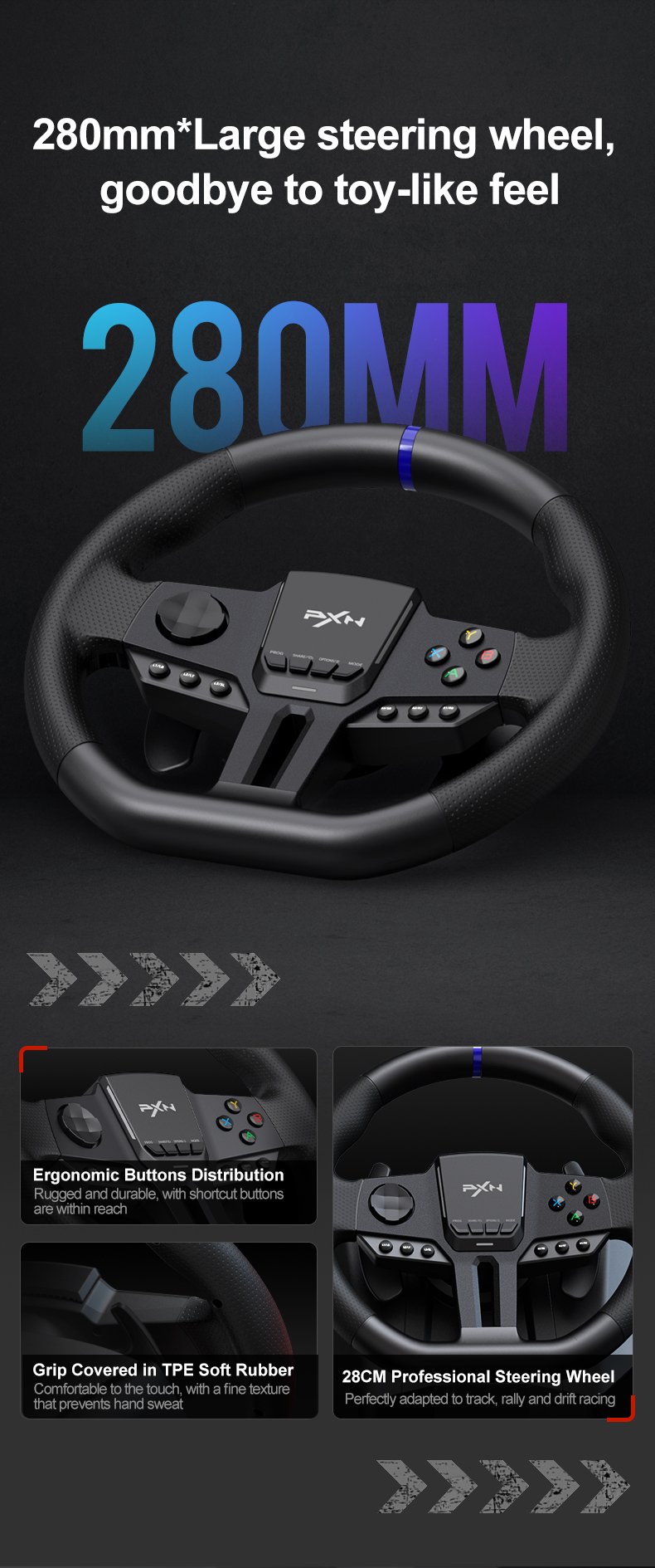 Volante con pedalera Pxn V900 Gen2 Pc Ps4/3 Xbox One. Xs