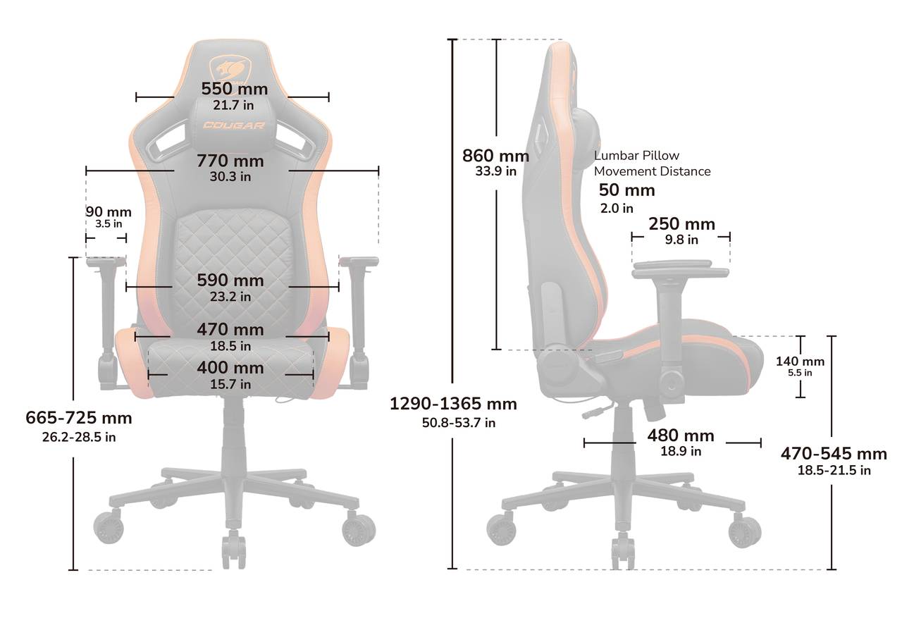 Silla Gamer Cougar Defensor Orange F Reclinable Negro