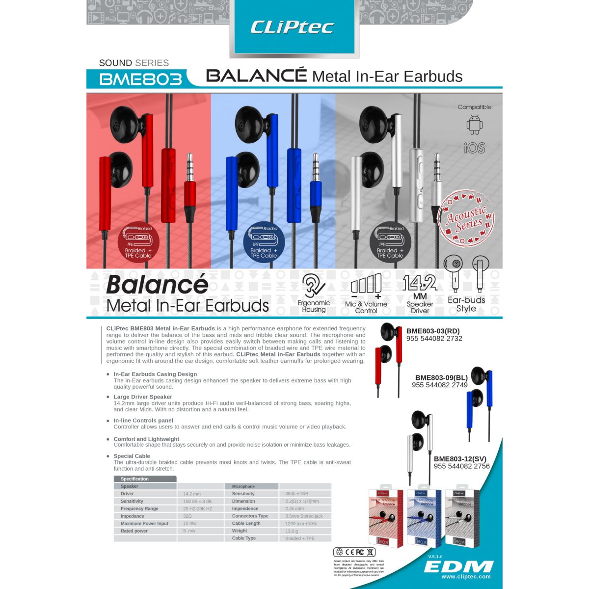 Auricular Cliptec Bme803 In Ear Azul