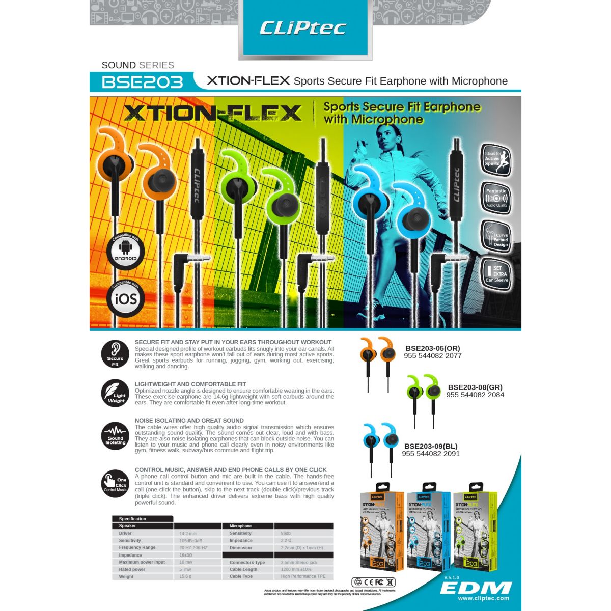 Auricular Cliptec Sport Bse203-Verde
