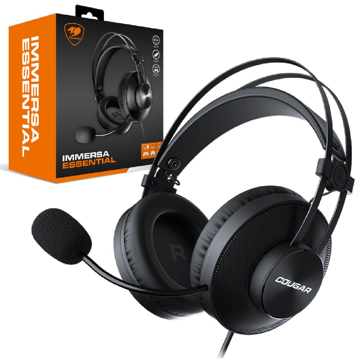 Auriculares Gamer Cougar Immersa Essential Black c/microfono