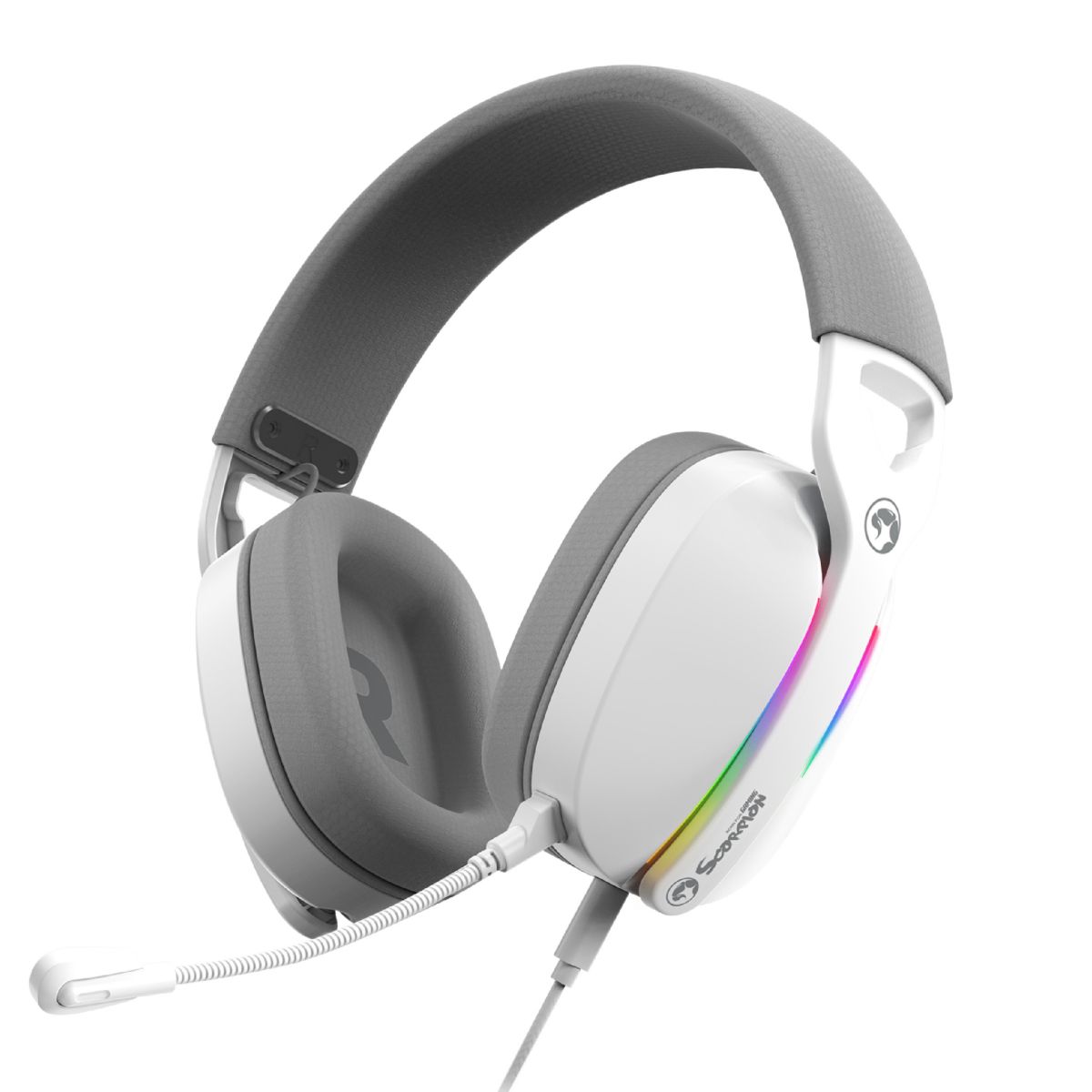 Auriculares cableados Marvo Hg9086 Pulz 70S 7.1 Rgb Blanco