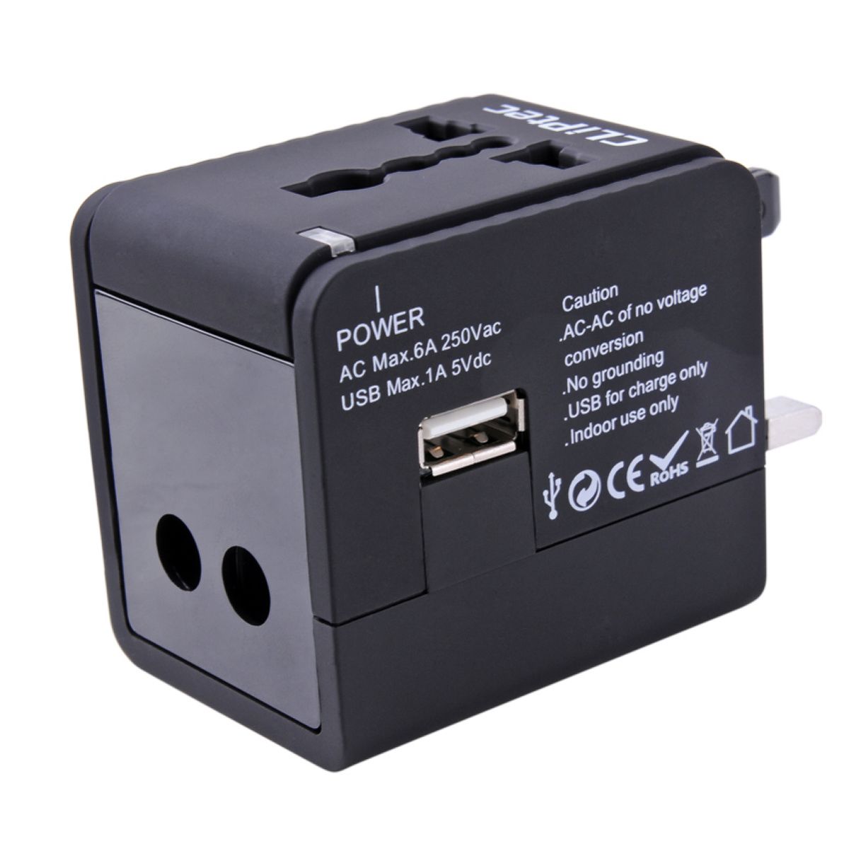 Adaptador De Viaje Cliptec 170 Universal Usb