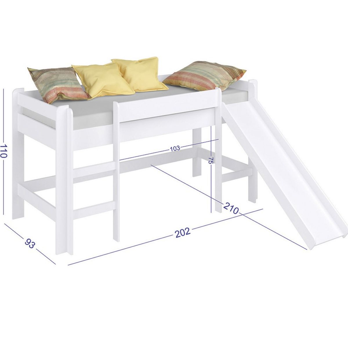 Cama Alta Con Tobogan Cortina Rosa