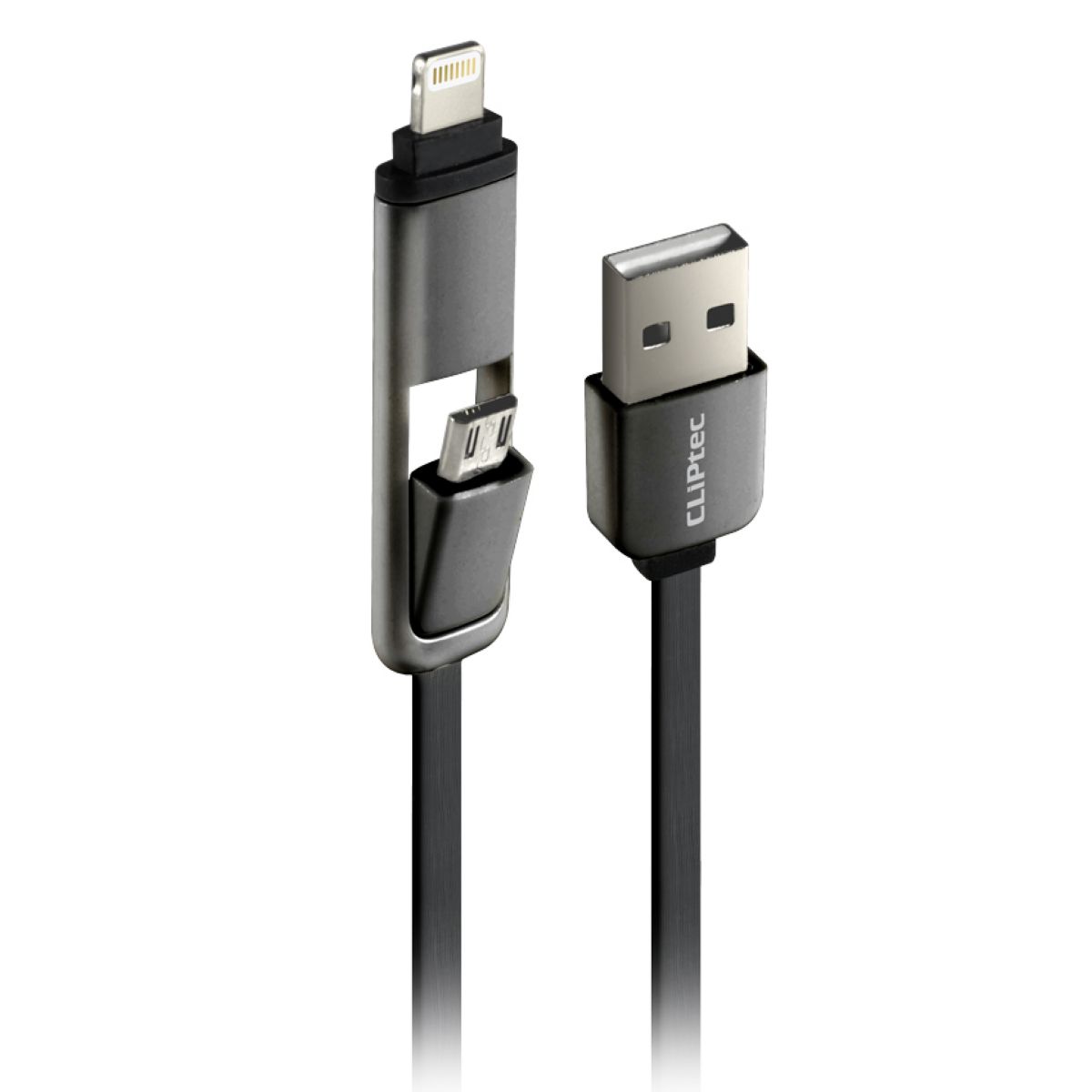 Cable Dual Usb A Micro Usb+lightning Silver