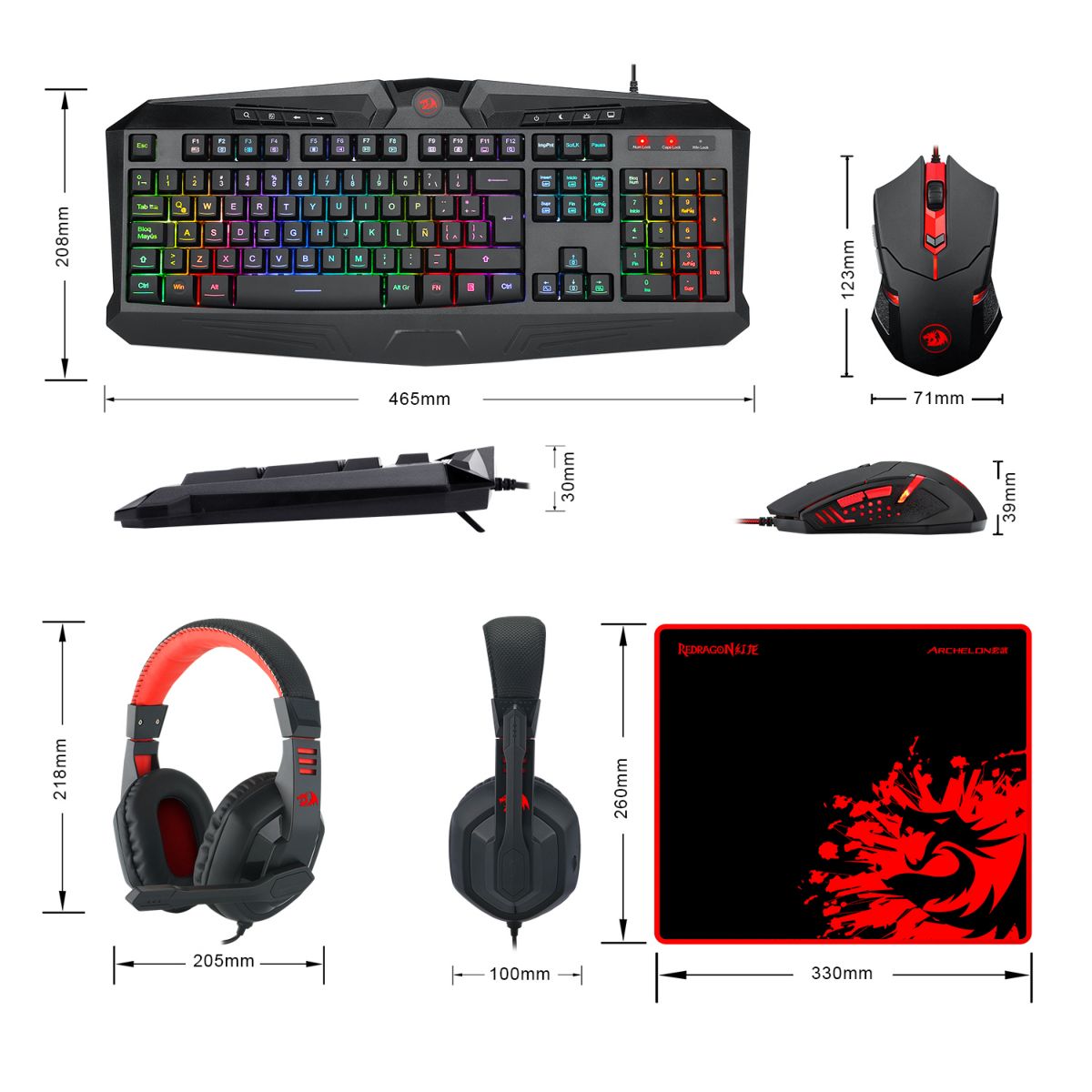 Combo Redragon 4 En 1 S101-ba-2 T,m,a,mp