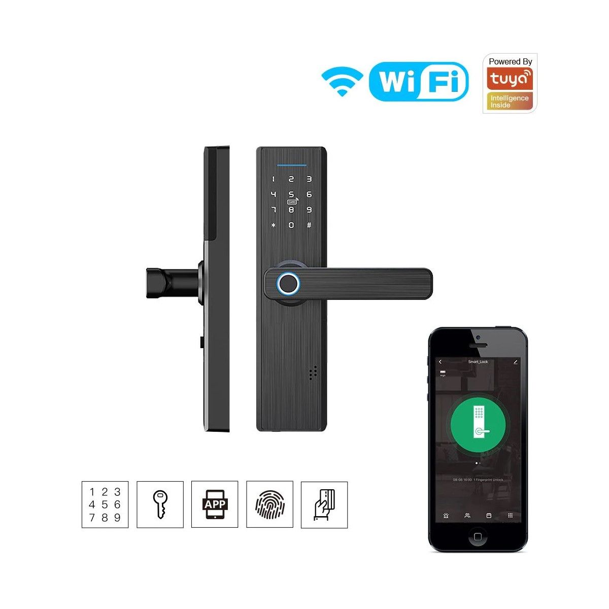 Cerradura Smart Wifi Bloqueos 4 En 1 Black