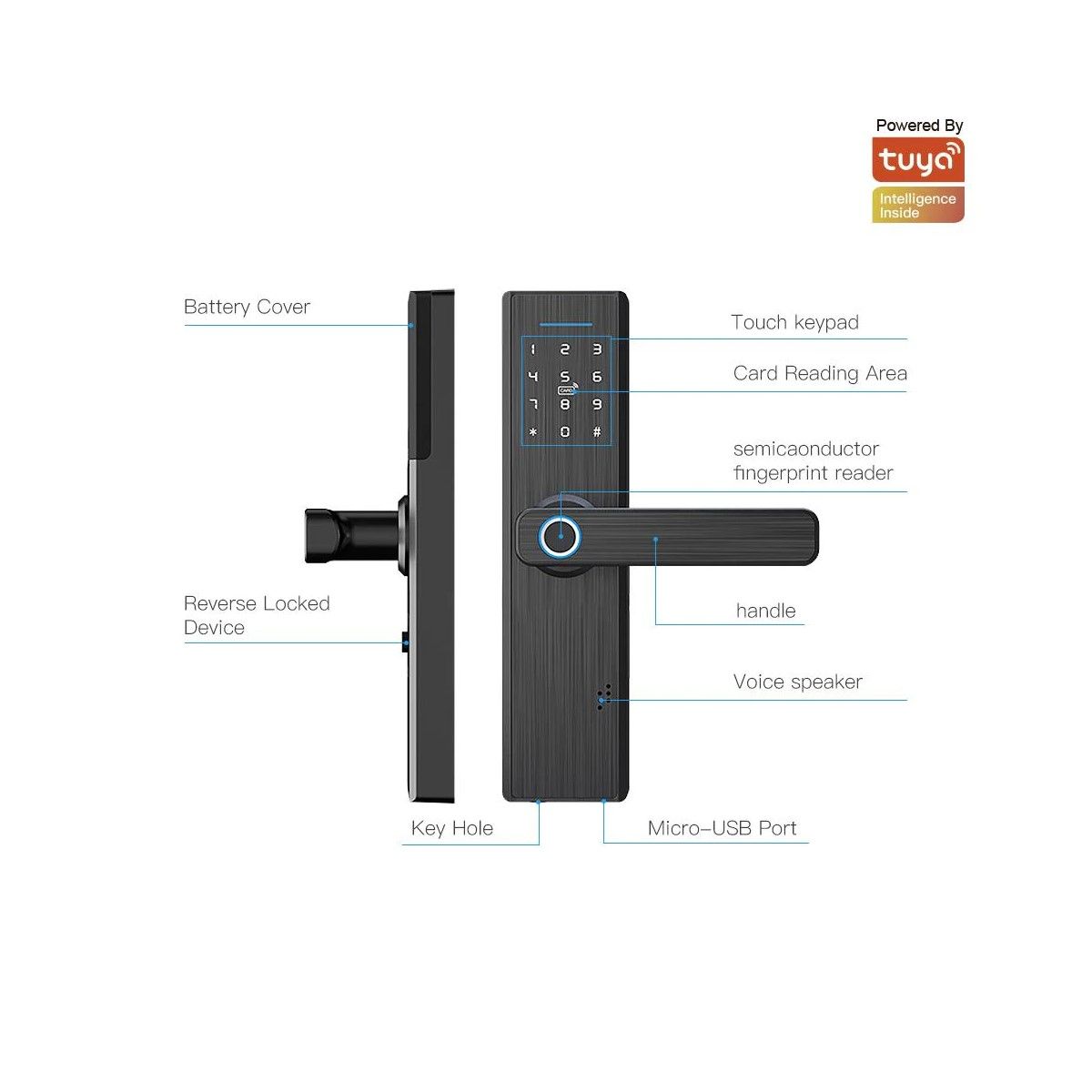 Cerradura Smart Wifi Bloqueos 4 En 1 Black