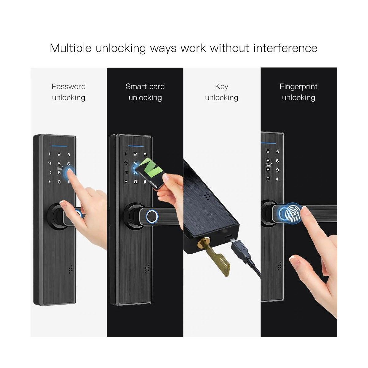 Cerradura Smart Wifi Bloqueos 4 En 1 Black