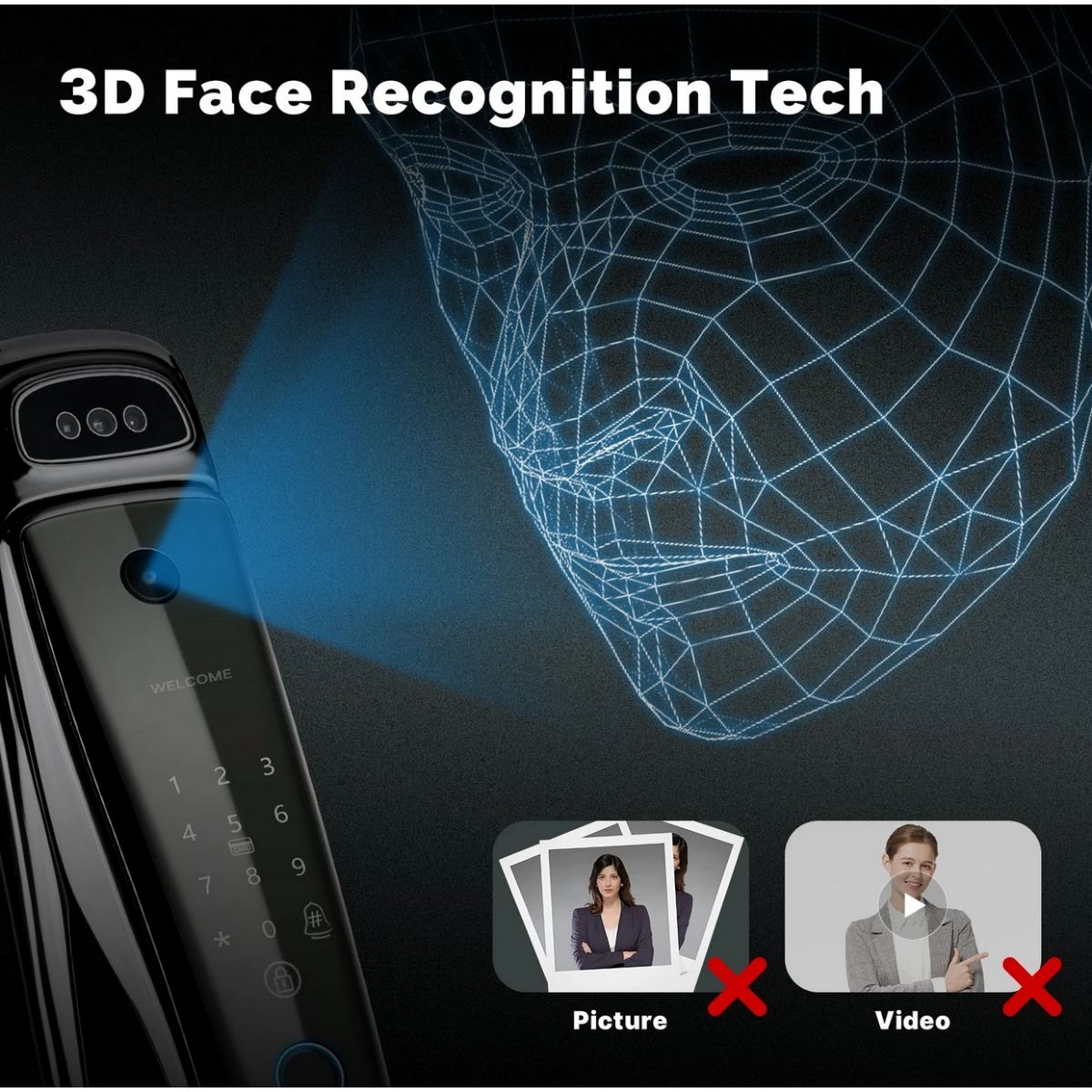 Cerradura Wifi Moes WDL-T9P-EN con Huella y Camara Tuya