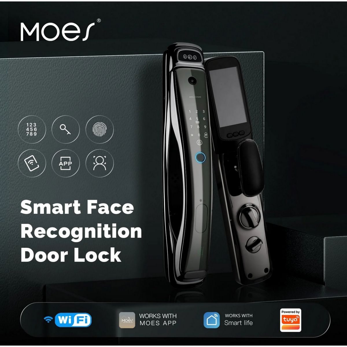 Cerradura Wifi Moes WDL-T9P-EN con Huella y Camara Tuya