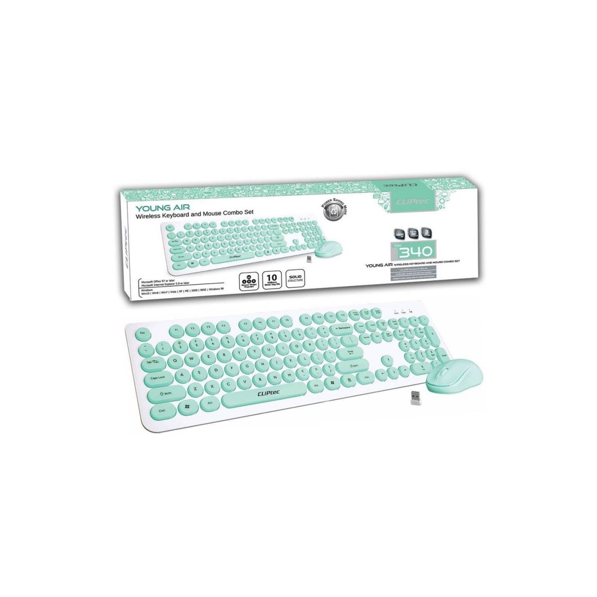 Combo Cliptec 340 Teclado/mouse Wireless Green