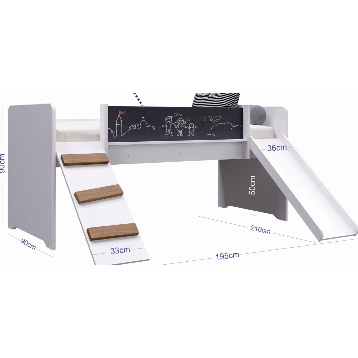 Cama Con Tobogan Y Pizarra