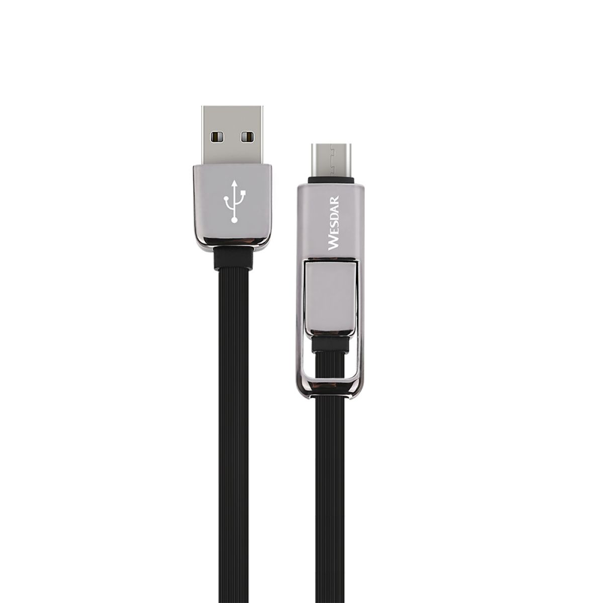 Cable Usb 2 En 1 Wesdar T16 Micro+type C Black