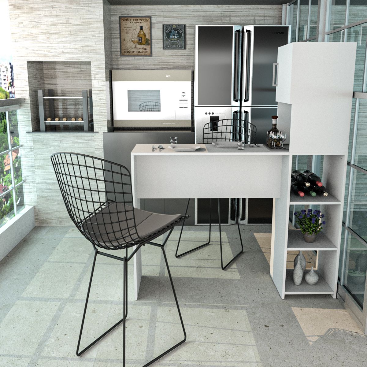 Barra Desayunadora Con Estantes