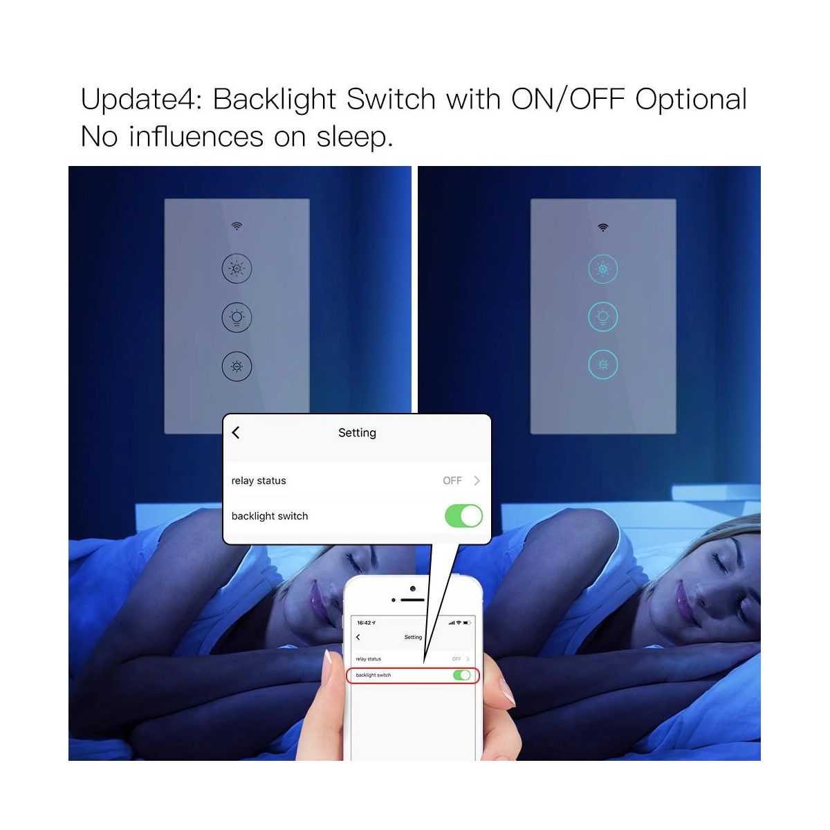 Interruptor Tactil Pared Dimmer Smart Wifi + Rf433