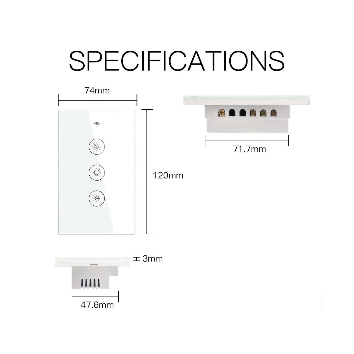Interruptor Tactil Pared Dimmer Smart Wifi + Rf433