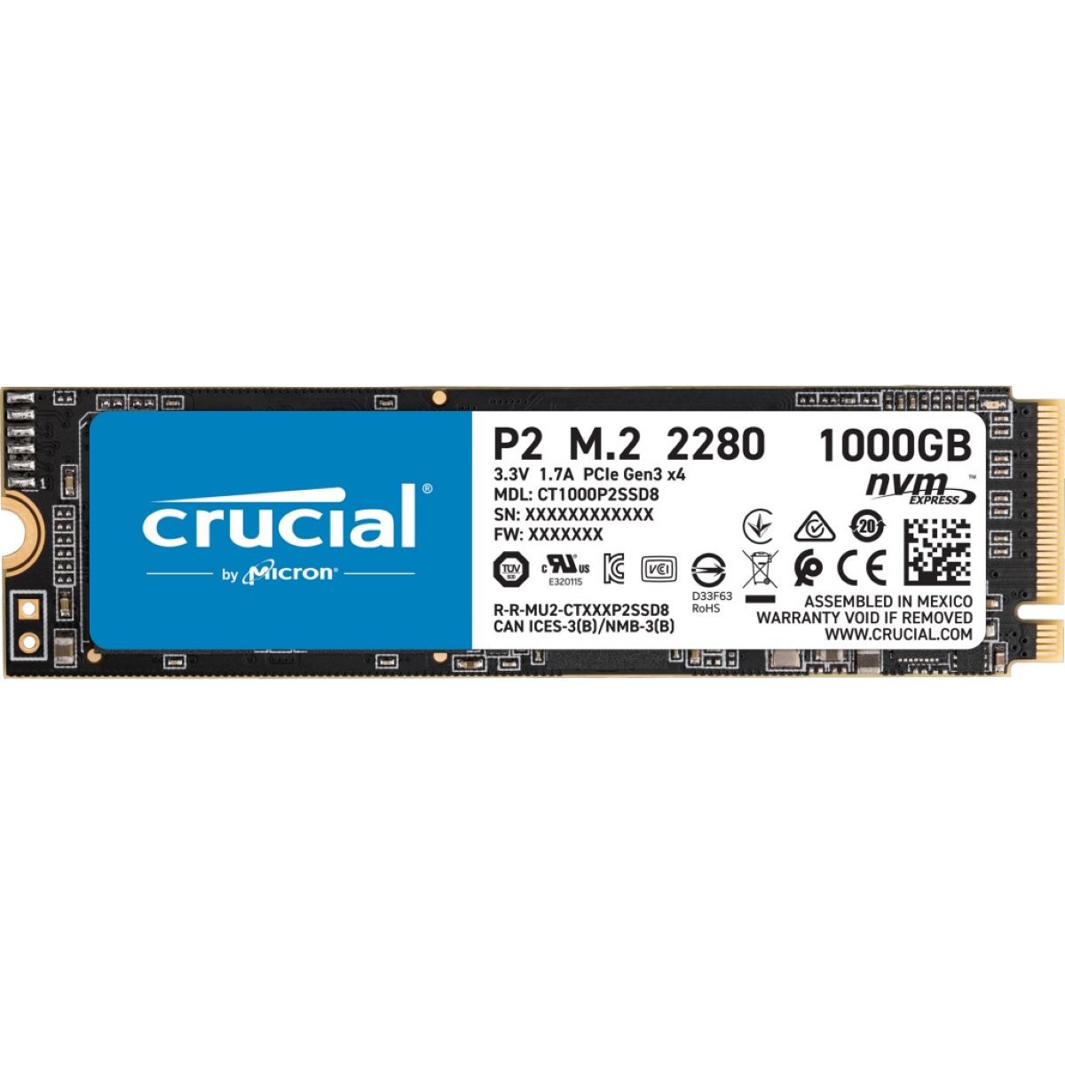 SSD M2 NVMe 2280 Crucial P2 1TB