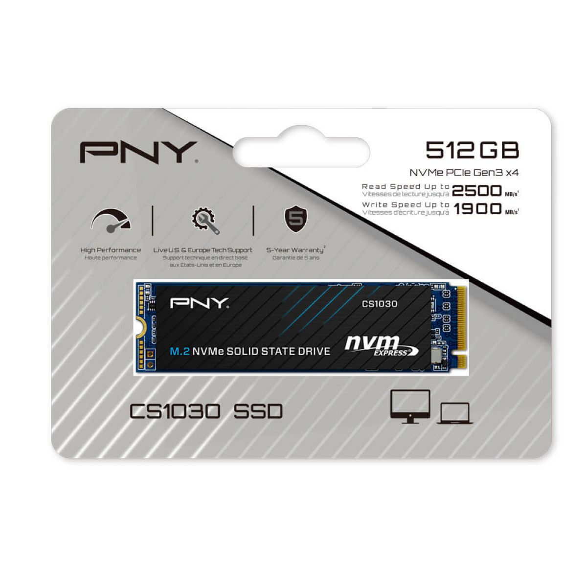 Disco SSD M2 NVMe 2280 512Gb Pny Cs1030