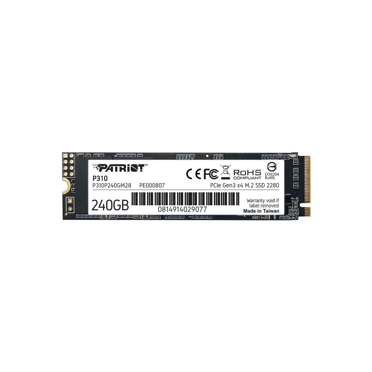 Disco SSD M2 2280 NVMe 240Gb Patriot P310 Pcie Gen 3