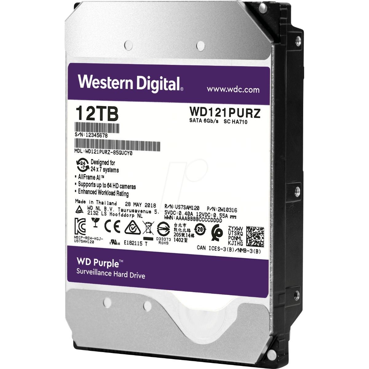 Hdd 3.5" Wd Purple 12tb Sata3 Intellipower