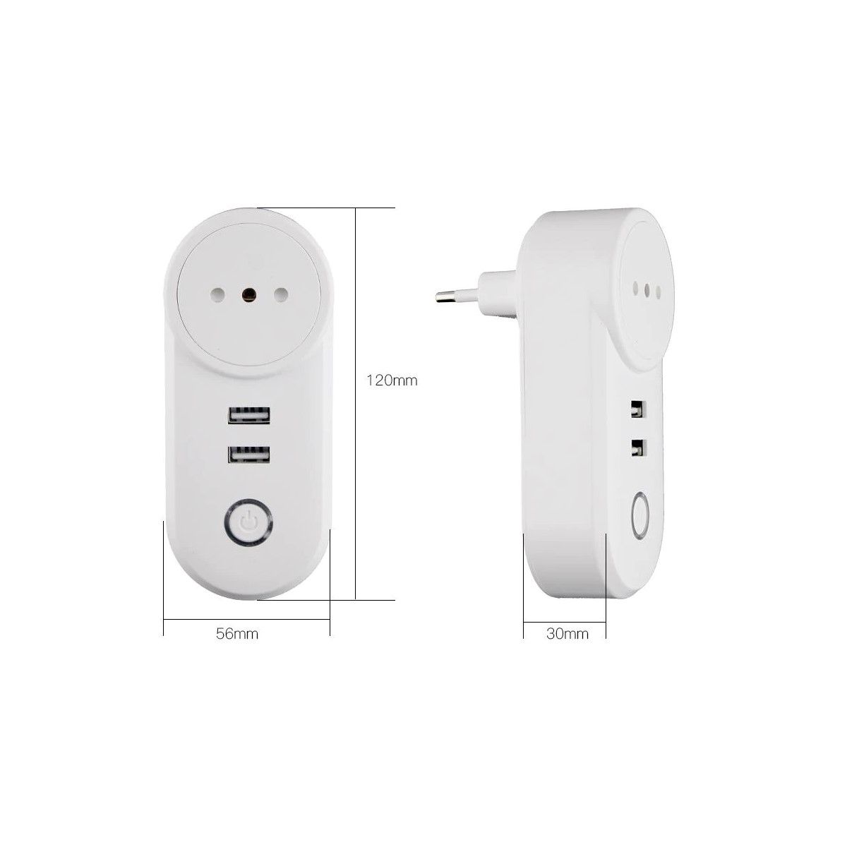 Enchufe 3 En Linea Con 2 Usb Wifi