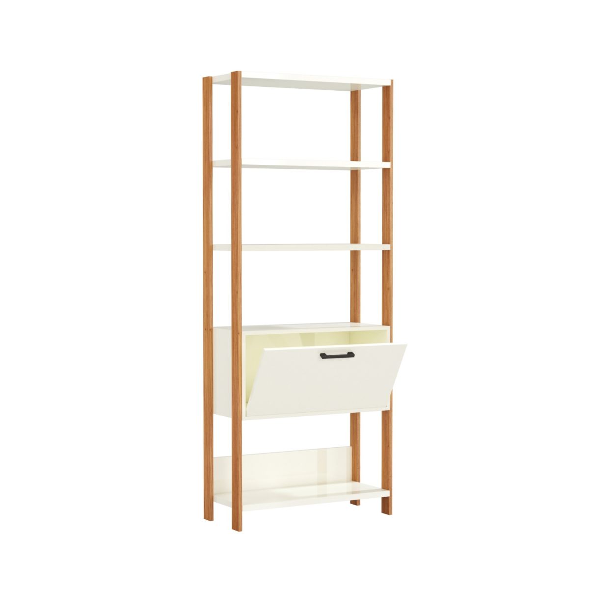 Estanería Con Puerta Basculante Blanca/madera