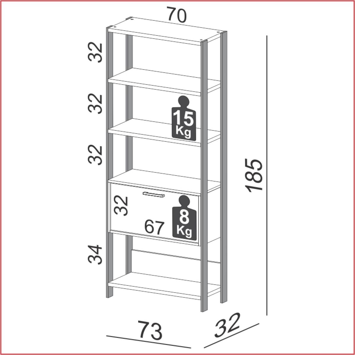 Estanería Con Puerta Basculante Blanca/madera