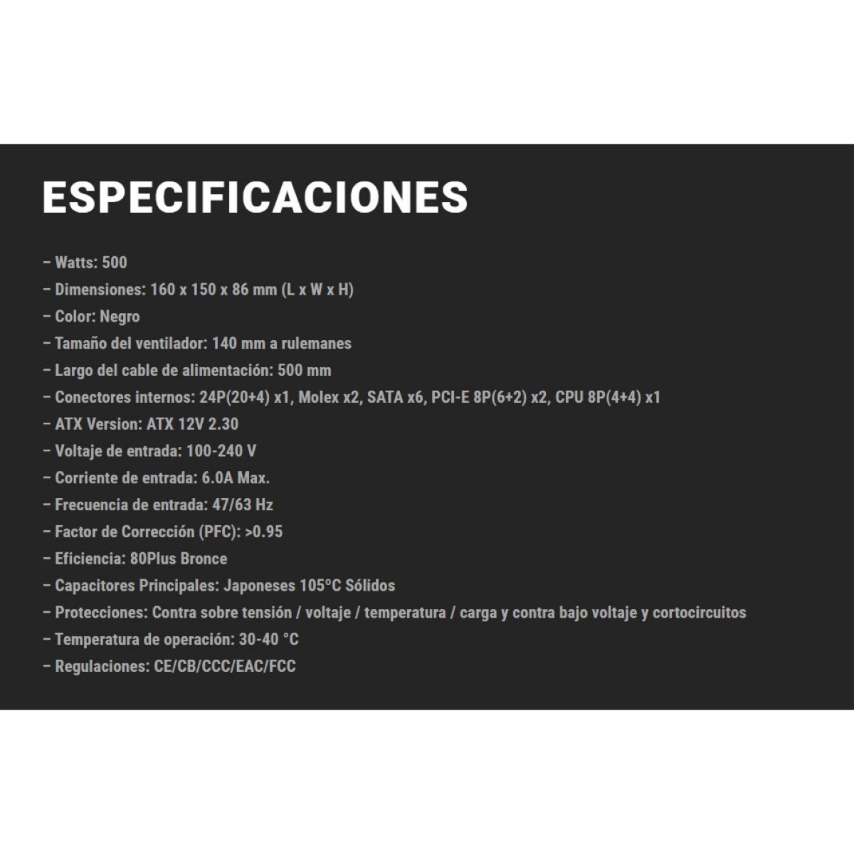 Fuente Redragon Gc 500w 80 Plus Bronce