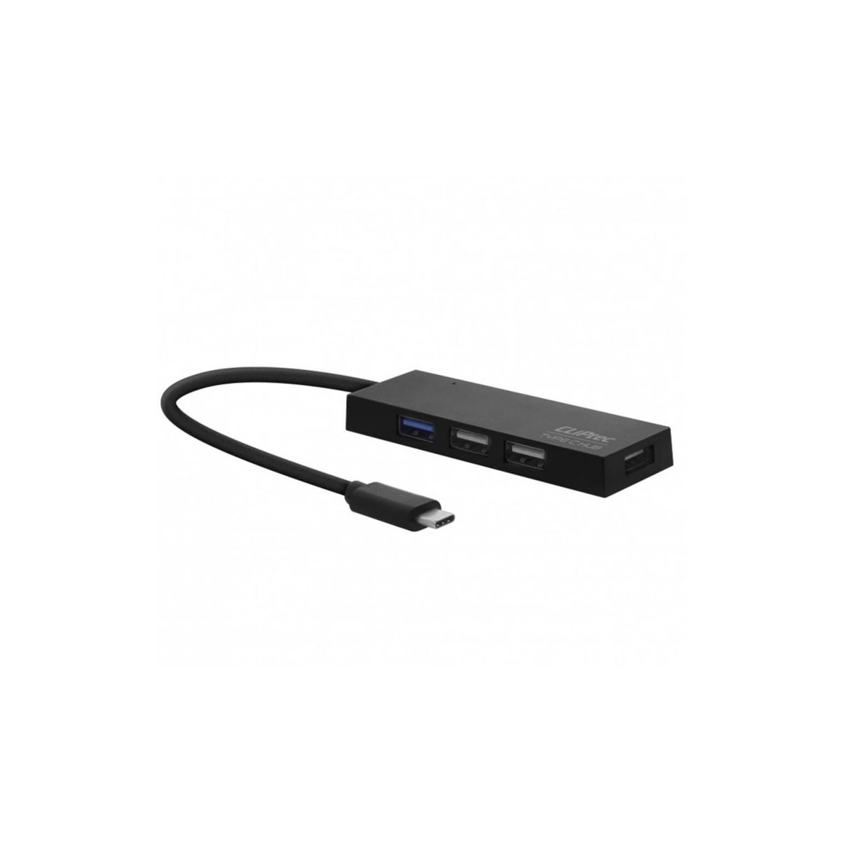 Hub Cliptec 621 Tipo C 1 + 3 Puertos Usb2 Black