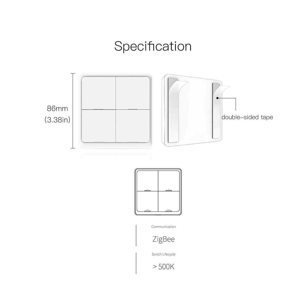 Interruptor Inalambrico 4 Botones Zigbee